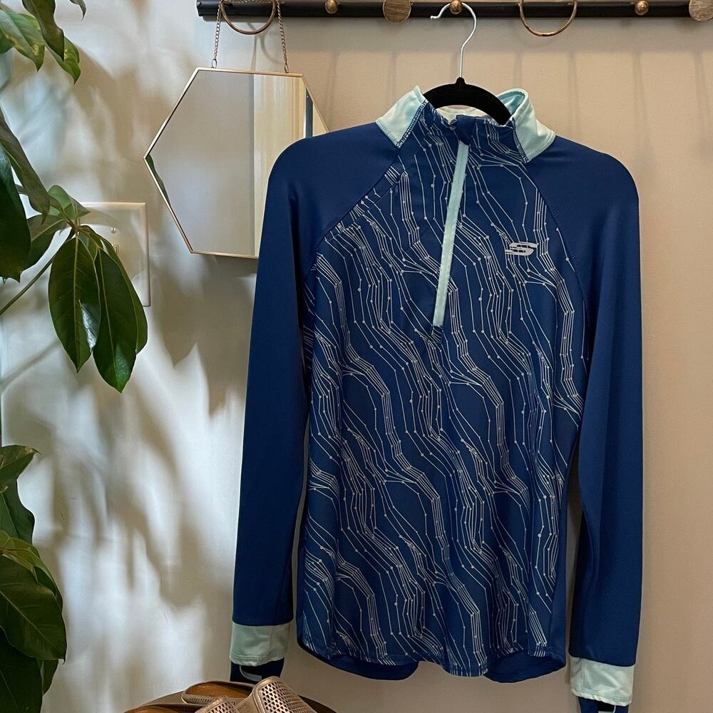Sketchers Sport Long-Sleeve Athletic Wear Top Jacket | Blue Pattern S, NWOT